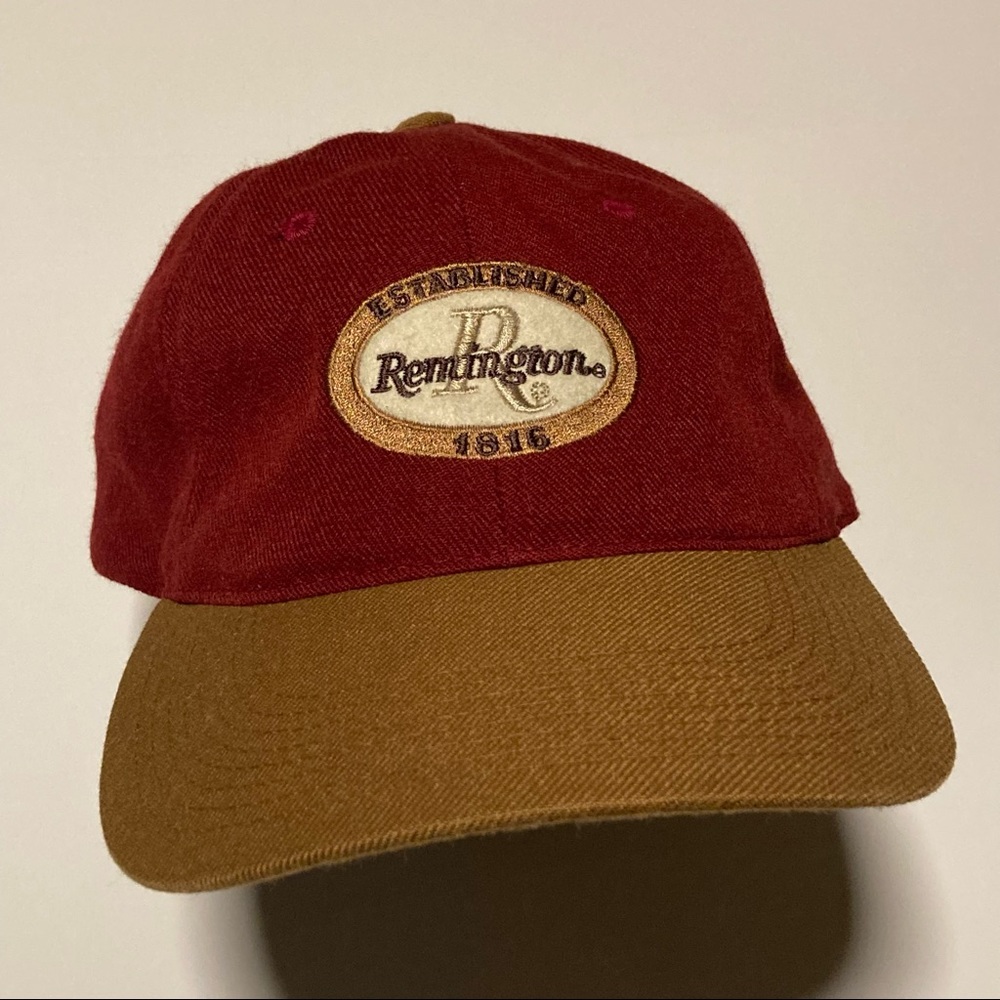 Vintage Remington Hunting Two Tone Wool Strapback Hat Embroidered Logo 1816 Army